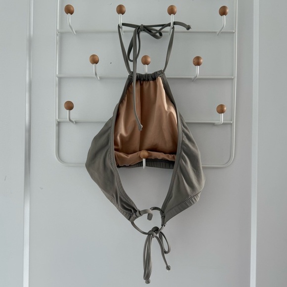 J Crew taupe green gray halter neck bikini top and bottoms set - size XS - Small - Picture 3 of 3